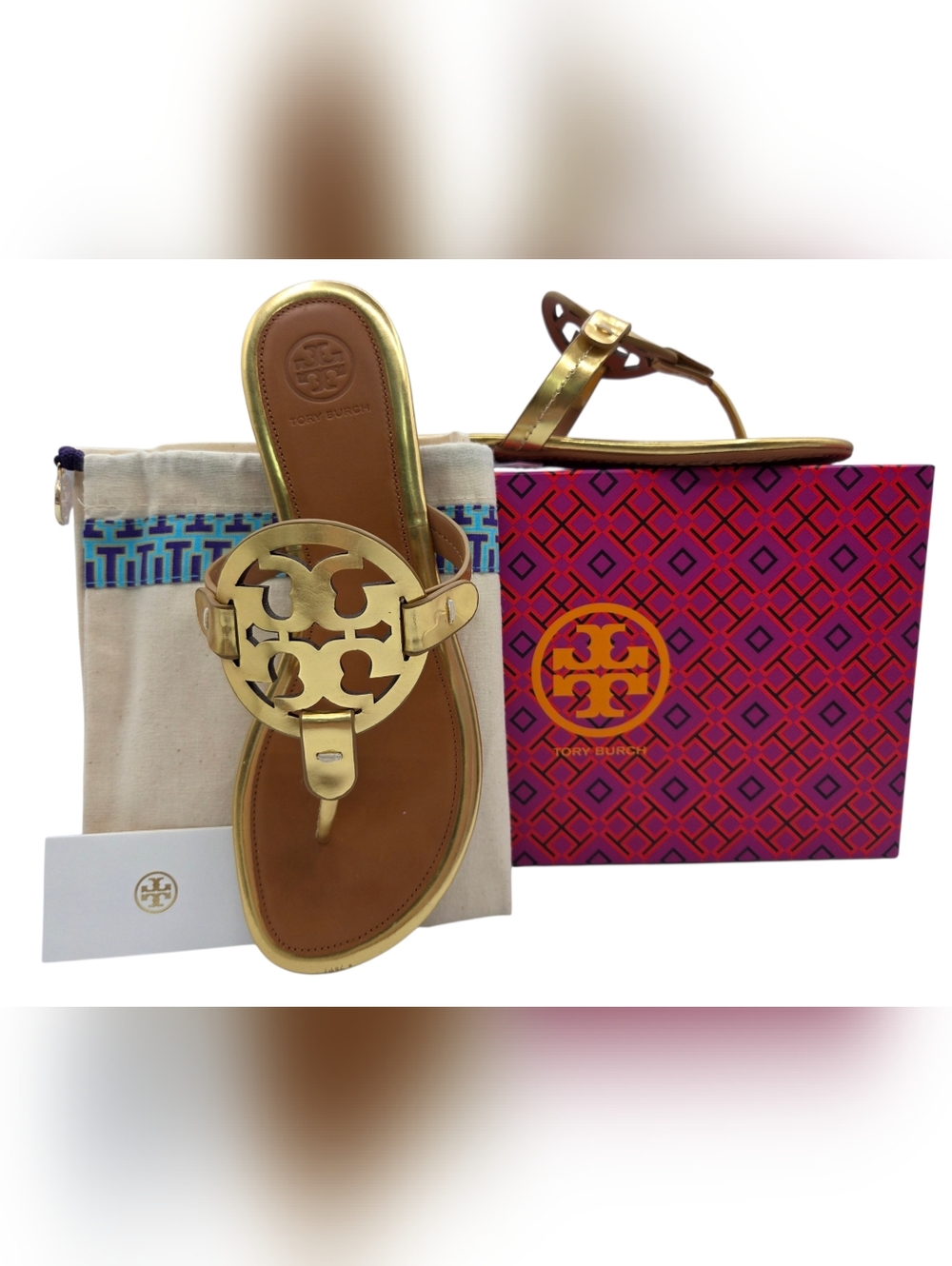 Tory Burch Gold Miller Logo Sandal